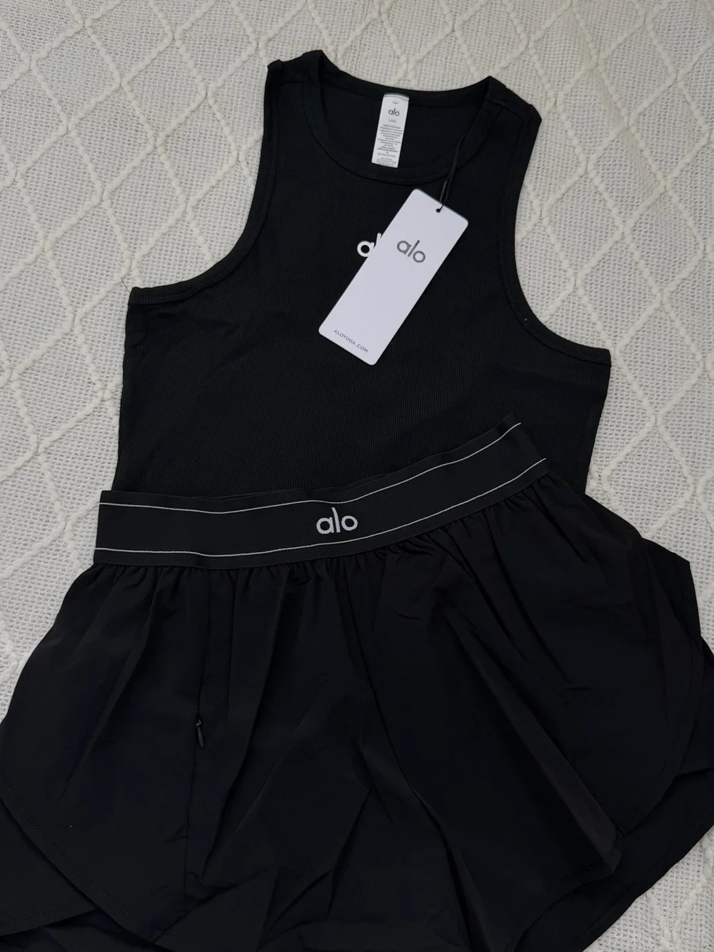 Alo Black Athletic Tank and Shorts  Set